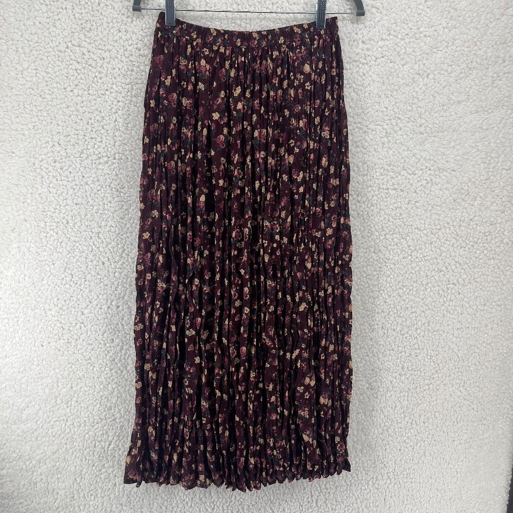 VTG Express Compagnie Internationale Floral Crinkle Broomstick Maxi Skirt Medium